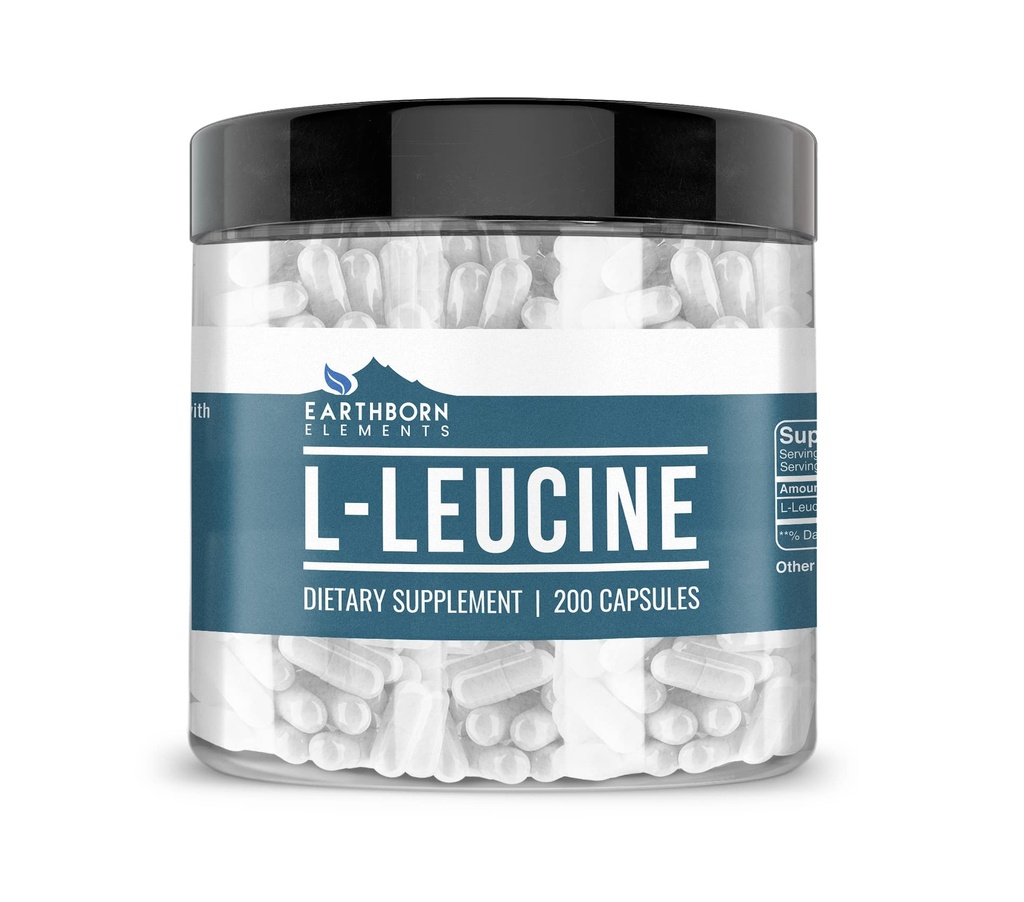 Jordbårne elementer L-Leucine 200 kapsler, ren og ufortynnet, ingen tilsetningsmidler