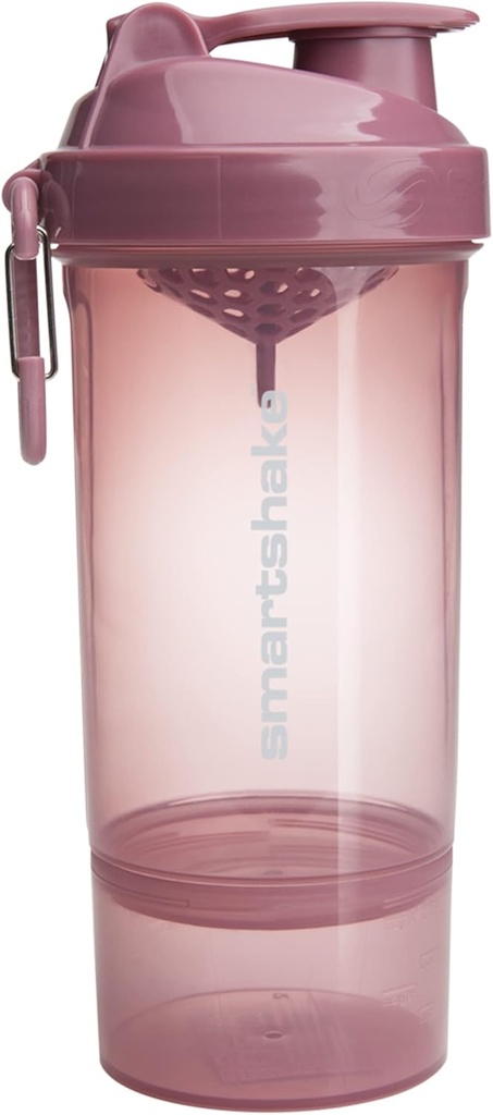 Smartshake O2GO Et plastprotein Shaker Flaske 800 ml | 27 oz - Leakproof Skrue-på Lid - BPA Gratis – Unisex - Deep Rose