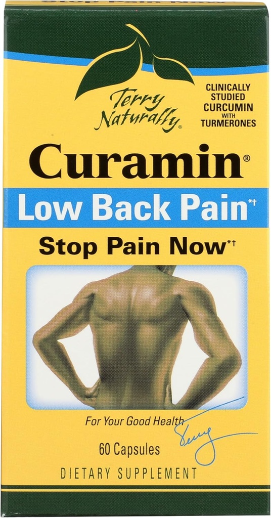 Terry Naturally Curamin Lav ryggsmerter - 60 veganske kapsler - målrettet relief Supplement, støtter sunn Cartilage & Comfort - Ikke-GMO, Glutenfri - 20 Services
