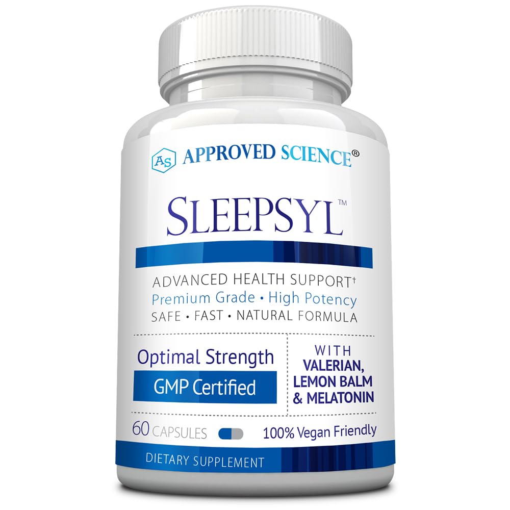 Godkjent Science Sleepsyl - Sleep Supplement - Valerian Root, Lemon Balm, Melatonin, Kamille, L-Ornithine - Vegan, 60 Kapsler
