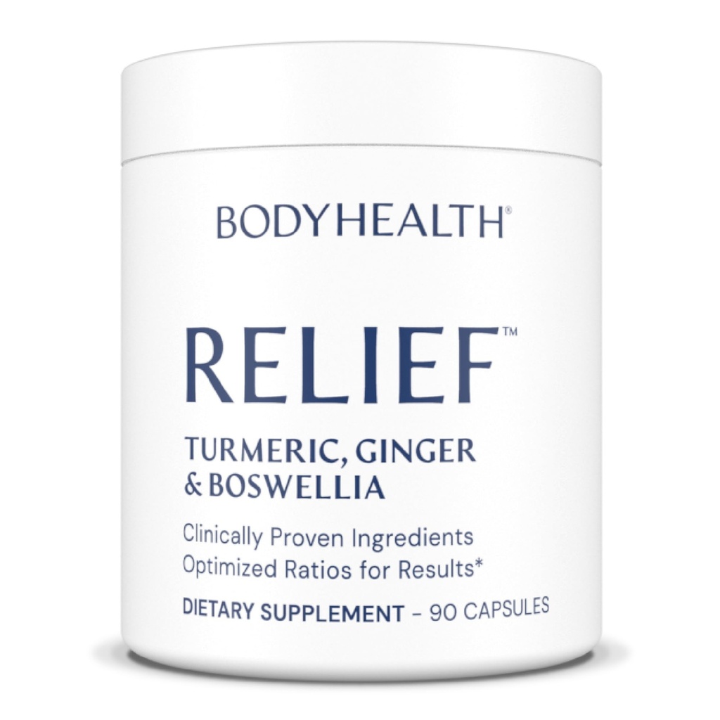 BodyHealth Inflam Relief, Joint Supplement, Relief for rygg, Knuser, hender, med gurkemeie, Boswellia, Ginger, Alle naturlige, Ikke-GMO, Glutenfri (90 kapsler)