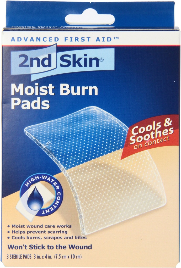 Spenco 2nd Hud Moist Burn Pads, Stor (3 x 4 tommer), 3-talls