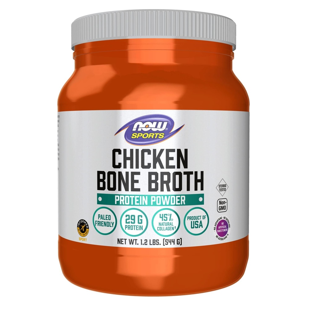 Nå Mat Sport Ernæring, Kylling Bone Broth pulver laget med Premium-kvalitets kylling bein ekstrakt, 1,2-pund