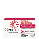 Genexa Clean Acetaminophen 500 mg Extra styrke, Dye Free smertefri smertefri feber Reduserer, 0% kunstige tilsetningsmidler, smertemedisiner for voksne, lindrer hodepine, ryggsmerter, mindre ledgiktsmerter, 100 tabletter