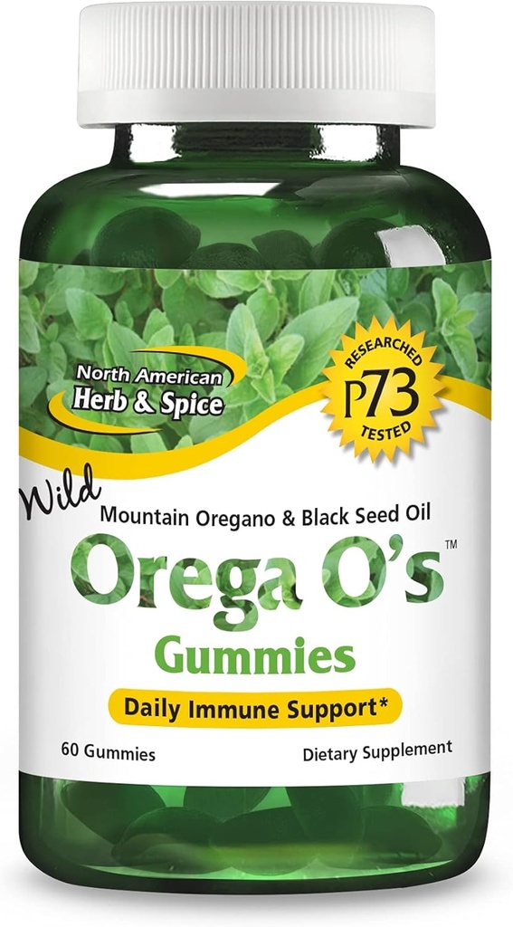 NORTH AMERIKAN HERB & SPICE Orega O's - 60 Gummier med Wild Mountain Oregano & Black Seed Oil - Non-GMO - 30 Services