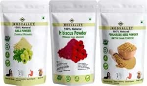 Combo organisk tørket Amla, Hibiscus og Methi (Fenugreek) pulver (Each 100 Gram/3.5 Ounce) Hyllanthus Emblica Hibiscus Rosa-Sinensis Trigonella Foenum-Graecum