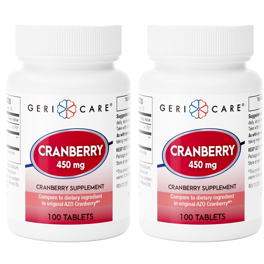 Høy potens Cranberry Supplement - 450mg Pure Cranberry Tabletter for Urin Tract Helse Naturlig UTI Forebygging for menn og kvinner - GMO, Gluten & Dairy Gratis Cranberry Concentrate 100 Count (2pk)