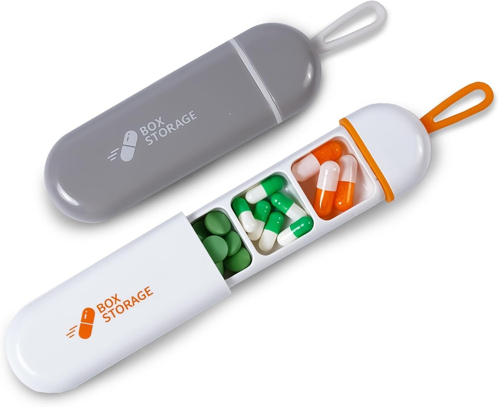 Reise piller Organizer,Mini piller tilfelle 3 sammenligninger bærbar pille saken, vanntett medisinering tilfelle Pouch for menn fylle vitaminer narkotika fiskeolje kosttilskudd (hvit / grey)