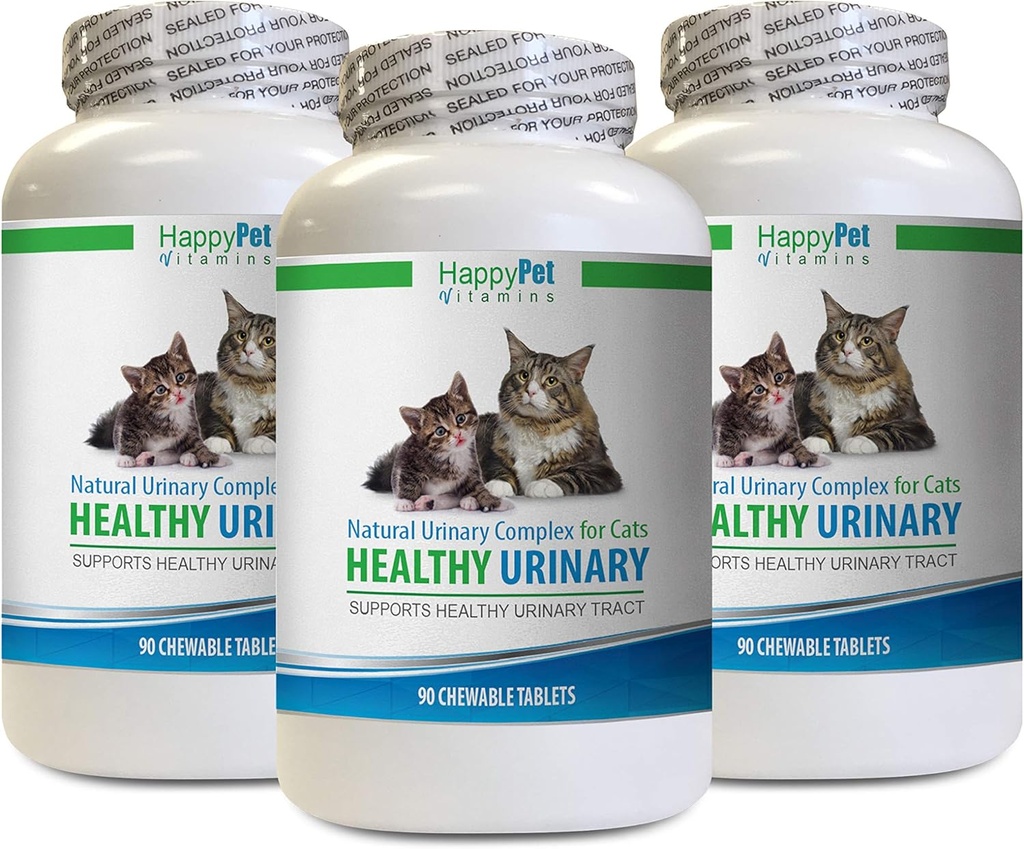 katt UTI Supplement - CAT Sunn Urin Complex - UTI løsning - Naturlig Formel - Anti - katt urininkontinens - 3 flasker (270 tabletter)