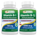Beste Naturals Vitamin B1 som Thiamin Mononitrat 100 mg og vitamin B12 6000mg
