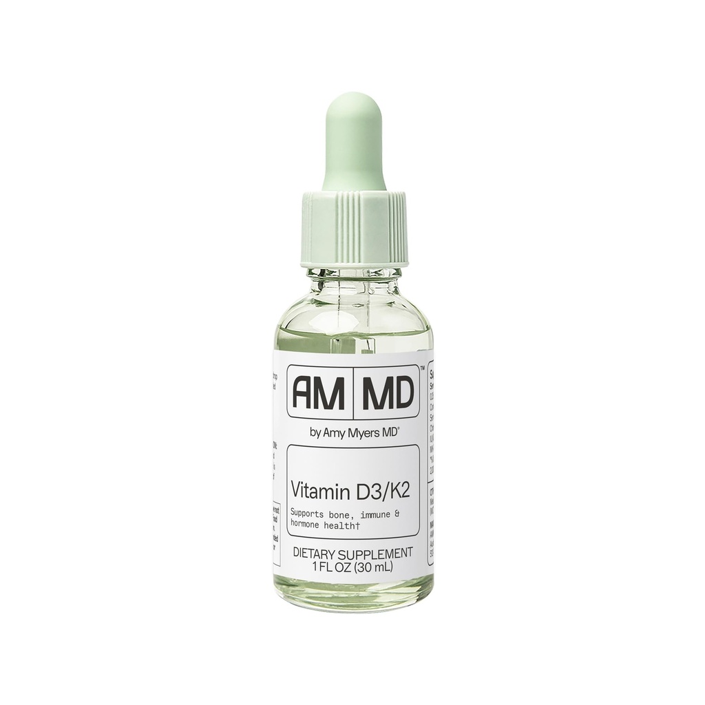 Amy Myers MD-vitamin D3/K2 væske - støtter beinhelse, immunfunksjon og hormonbalanse - høy absorpsjon - ikke-døyende, glutenfri - 1 oz (30 Serveringer)