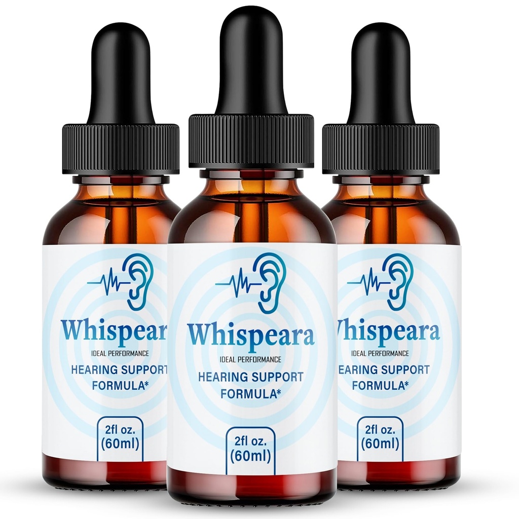 Whispeara Tinnitus Relief for ringing øredomper, Ring klar tinnitus flytende dråper, maksimal styrke, avansert formel hørselssupplement, ørering tinnitus, whispeara anmeldelser (3 pakke)