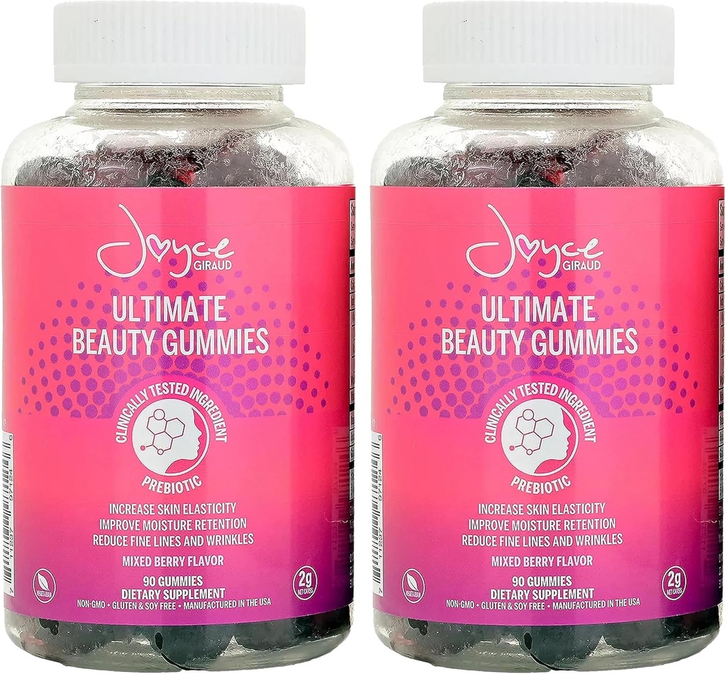 Joyce Giraud Ultimate Beauty Gummies, 60-dagers forsyning, støtter hud Hydration & sunn hudtone, 180 gummies