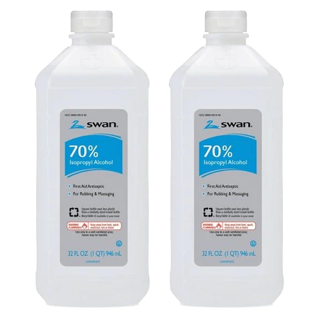Swan 70% Rubbing alkohol, 32 Fl oz (pakke på 2)
