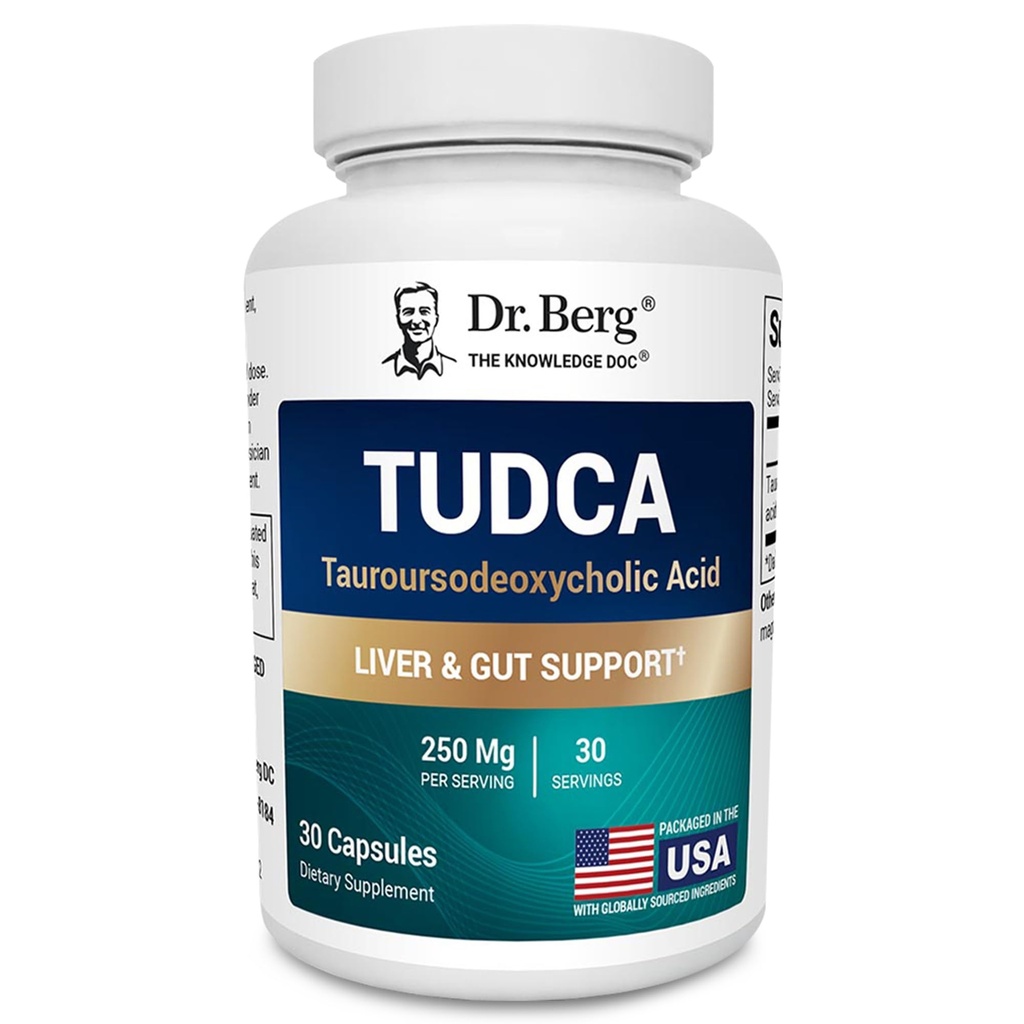 Dr. Berg TUDCA Supplement (Tauroursodeoxykolsyre) - Kraftig formel for lever helse, Bile Flow, Gallbladder støtte, og Digestive Helse * - 30 Kapsler