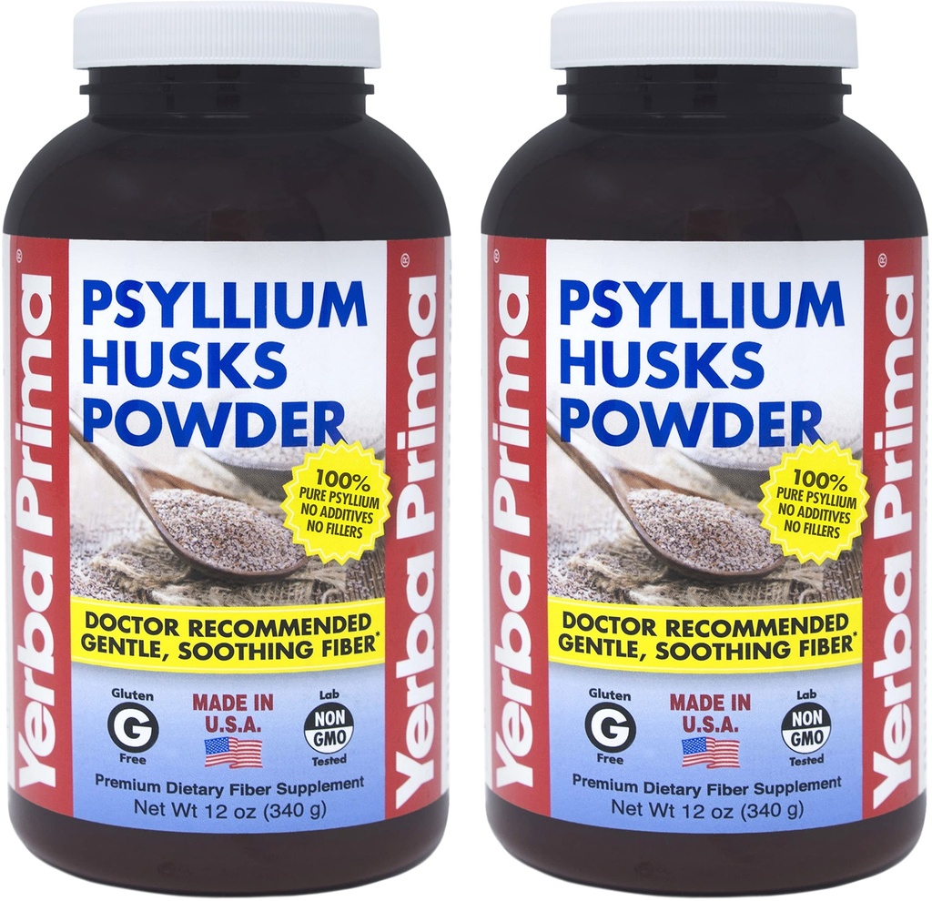 Yerba Prima Psyllium Husk pulver 12 oz (Pack of 2) - Naturlig fiber Supplement
