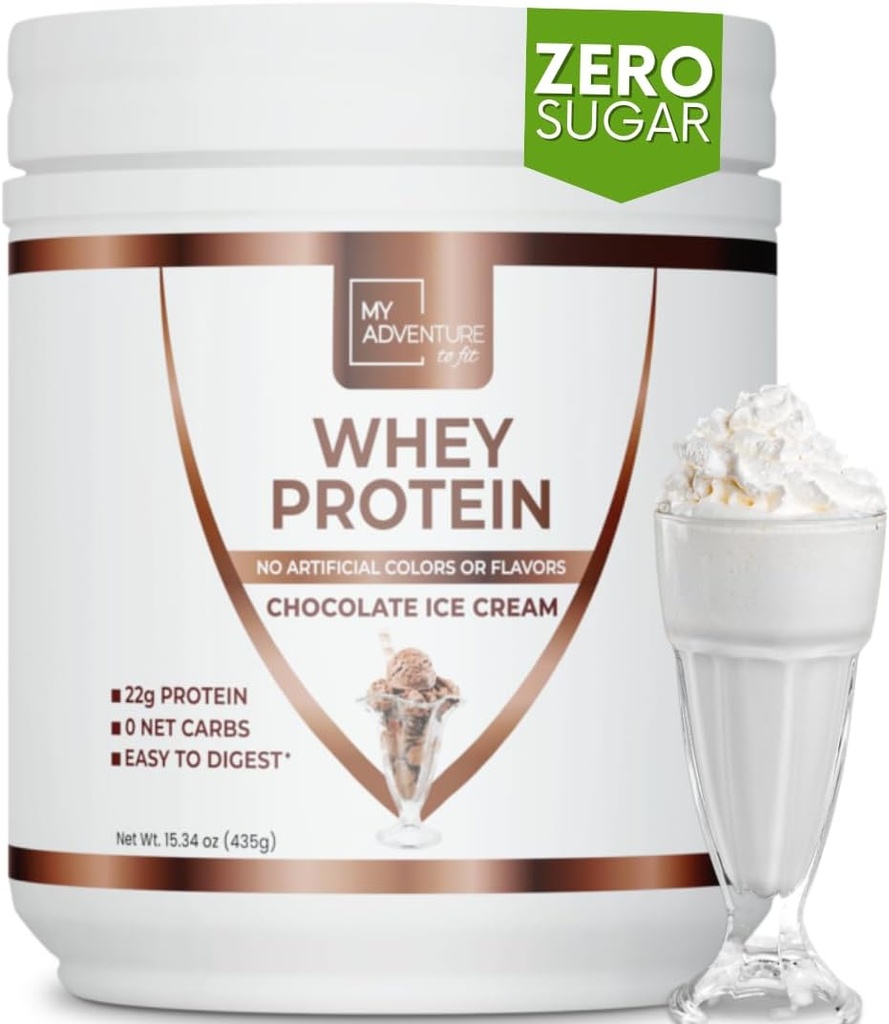 Mit eventyr å passe Whey Isolate Protein pulver - Lav carb protein pulver for kvinner - Søt med Stevia Whey Isolate Protein for muskelvekst - Protein pulver (Chokolate Ice Cream, 15 Serveringer)