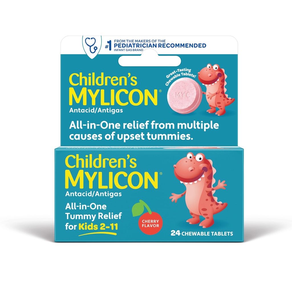 MYLICON Barns Tummy Relief for barn, 24 Cherry Flavored Chewable Tabletter