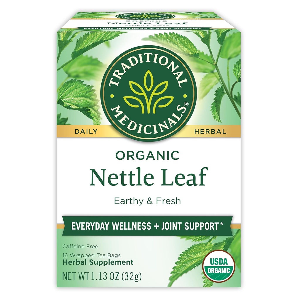 Tradisjonelle medisiner Organic Nettle Leaf Herbal Te, støtter felles helse og total velvære, (pakke med 1) - 16 Teposer