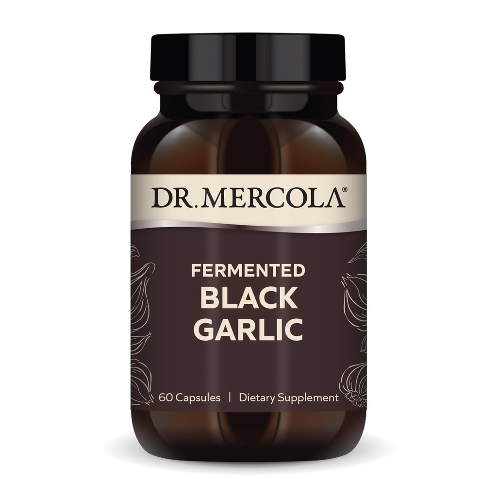 Dr. Mercola Fermentert Svart hvitløk - Antioksidant Supplement - For Immune, Cellular & Heart Helse Support - Inkluderer S-Allyl-Cysteine - Ikke-GMO, Glutenfri og soylfri - 60 Kapsler (30 Serveringer)