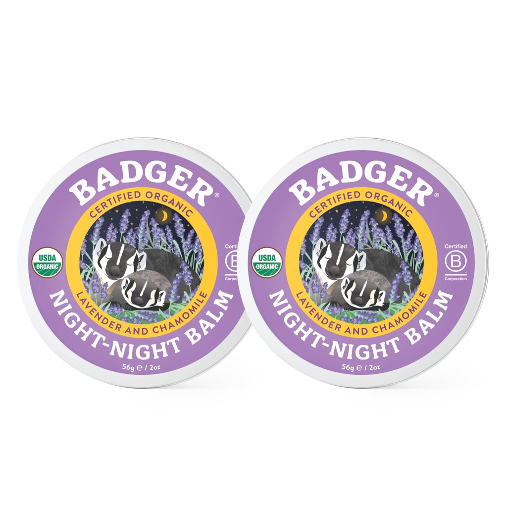 Badger - Night Night Balm, Kamille & Lavender, Naturlig søvn Balm for barn, Sentrert avslapping for barn, Kids økologisk søvn Balm, 2 oz (2 Pack)