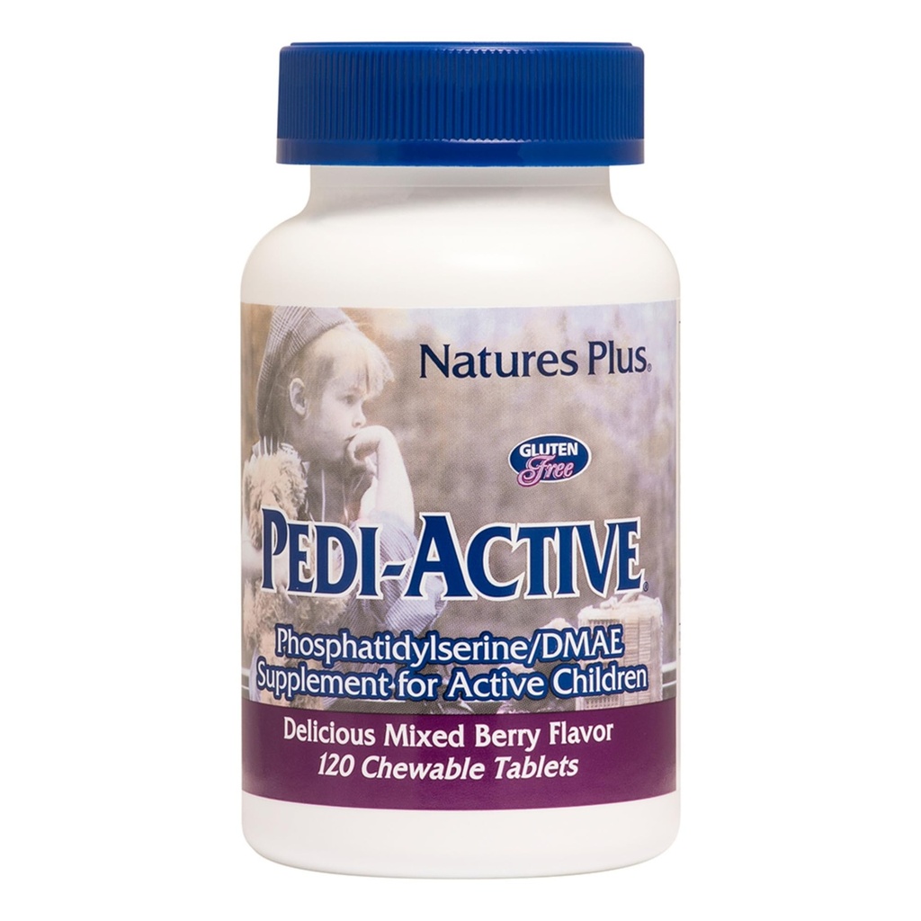 NaturesPlus Pedi-Active LECI-PS, DMAE Complex - 120 Chewable Tabletter - Blandet Berry Flavor - Barn Chewable Supplement, fremmer brain helse, fokus - Vegetarisk, Glutenfri - 60 Services