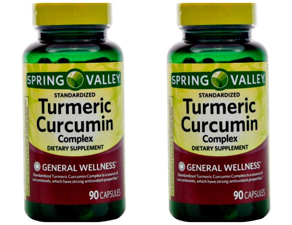 Spring Valley Standerdized Complex Turmeric Curcumin kosttilskudd kapsler, 500 mg, 90 antall, 2 stk