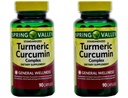 Spring Valley Standerdized Complex Turmeric Curcumin kosttilskudd kapsler, 500 mg, 90 antall, 2 stk