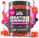 KP Kreatin Monohydrat Gummier Blandet Berry for menn og kvinner, 100% Kreatin Blandet Berry Gummies, 5g per Serving + Vegan, Sukkerfri, Blandet Berry + Styrke, Energi, Muskel & Booty Gain - 120 Tell