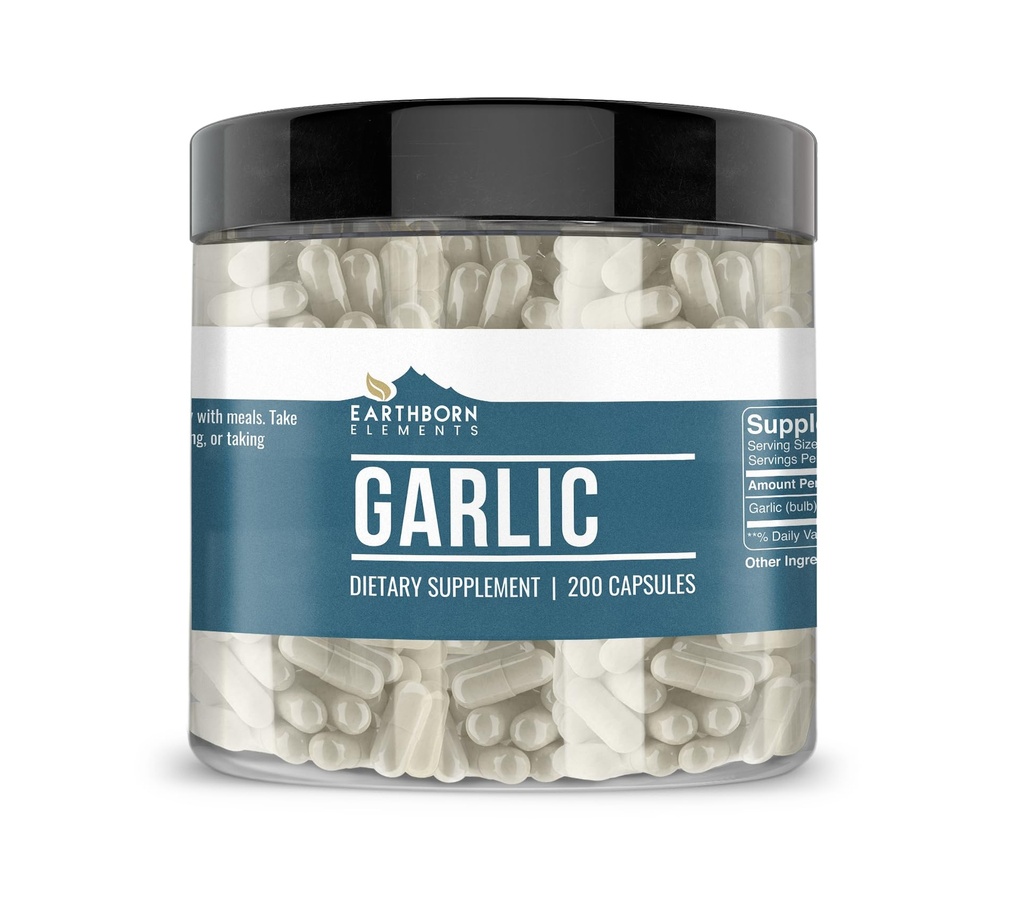 Jordfødte elementer hvitløk 200 kapsler, ren og ufortynnet, ingen tilsetningsmidler