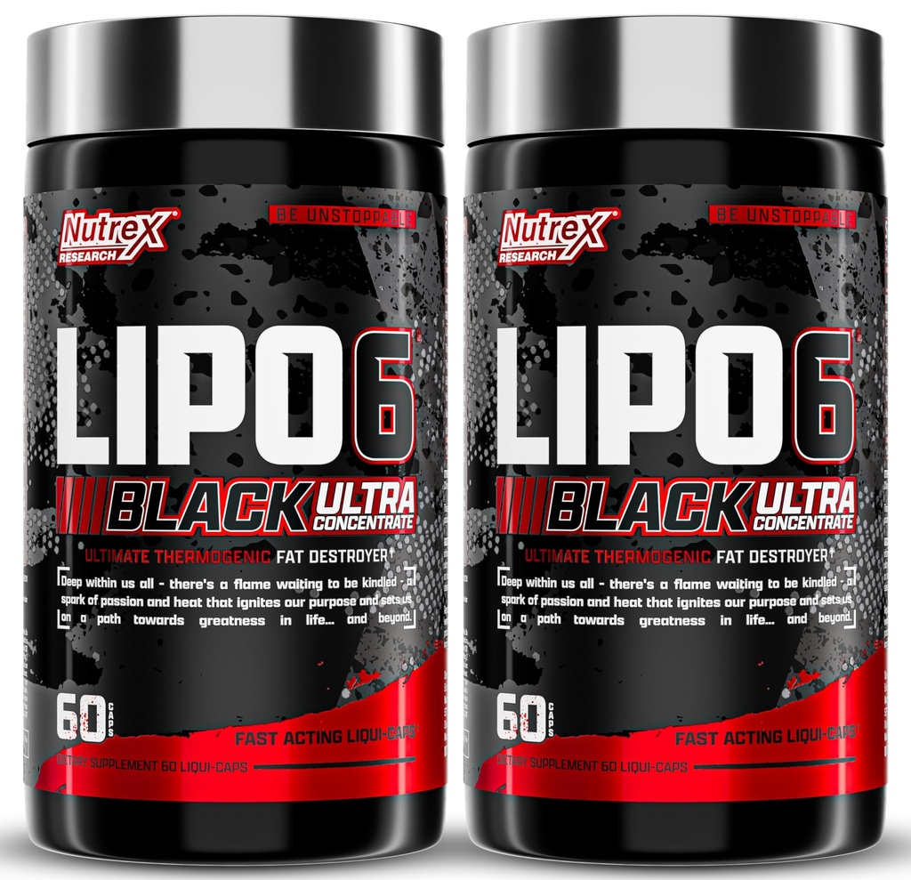 Nutrex forskning Lipo-6 Svart Ultra konsentrat termogen fettforbrenner supplement, øke vekttap, energi og intens fokus 120 diettpiller