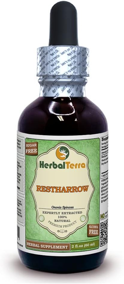 Restharrow (Ononis Spinosa) Glyceritt, tørket Roots alkohol-fri flytende ekstrakt (merkenavn: HerbalTerra, stolt laget i USA) 2 fl.oz (60 ml)