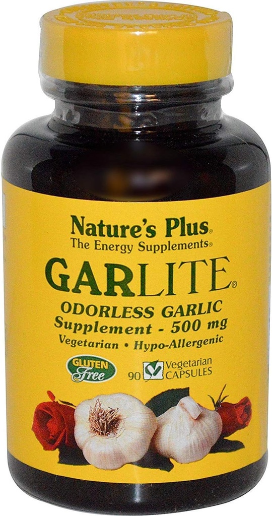 NaturesPlus Garlite Odorless hvitløk - 90 Kapsler - Vegetarisk, Glutenfri - 90 Serveringer