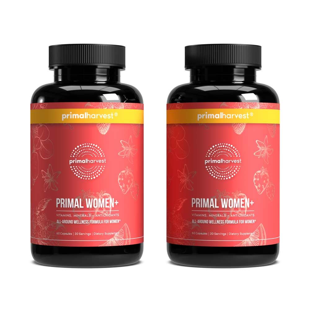 Primal Harvest Multivitamin for kvinner vitamin A, vitamin C, vitamin D og E, vitamin B12, B6, Biotin, sink kosttilskudd, 60 kapsler (kvinner 2 pakke)