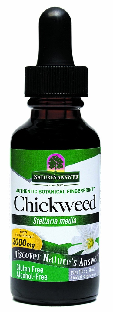 Naturens svar alkohol-fri Chickweed Stelleria Media 2000 mg 1oz Ekstrakt | Herbal Supplement | Fremmer Digestion | Non GMO, Kosher, Glutenfri, Vegansk | Single Count