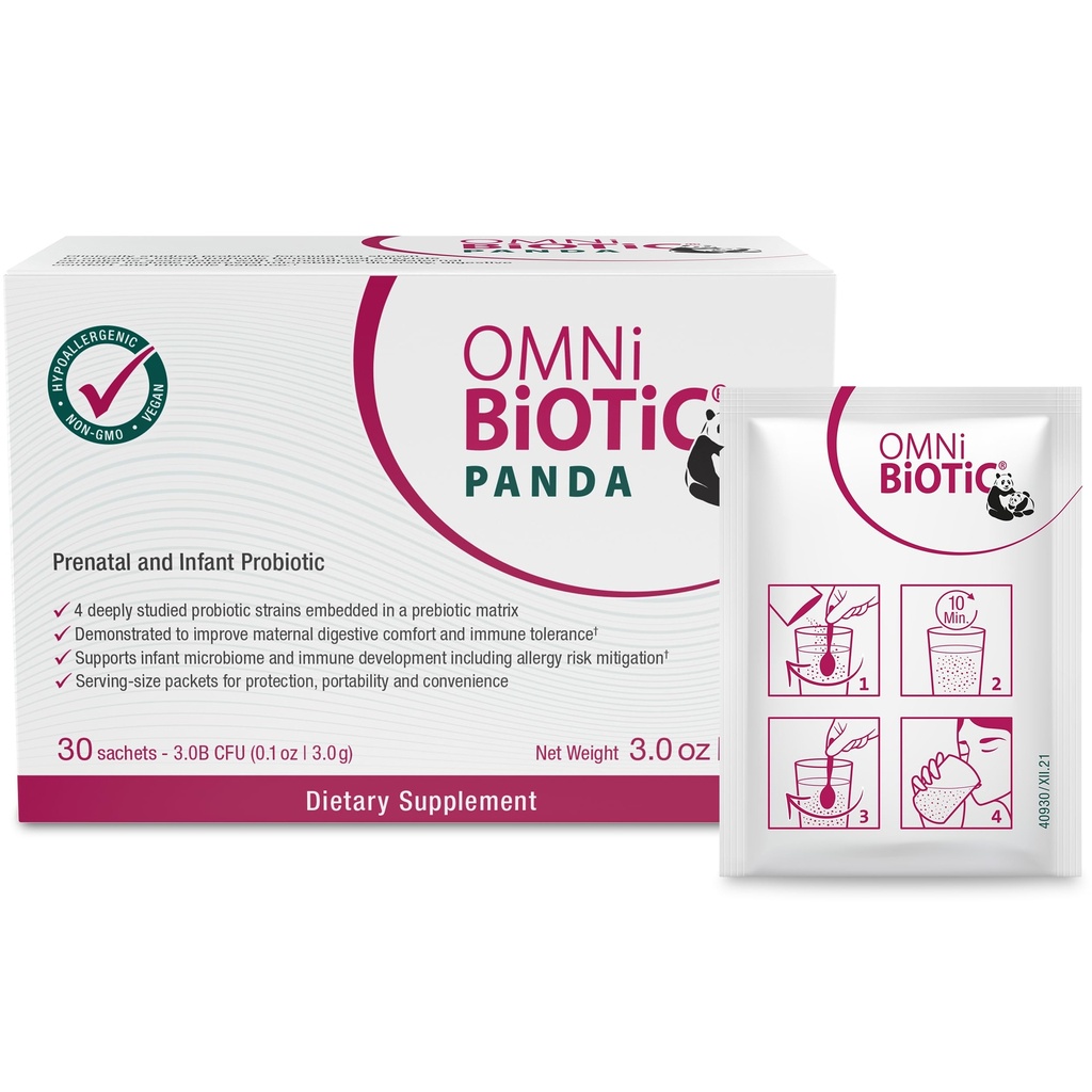 OMNi BiOTiC Panda - Probiotiske for mamma og baby - Prenatal og Infant Probiotic - Gut Health & Immune System Support - Vegan og Hypoallergenic - Non-GMO (1 Pack)
