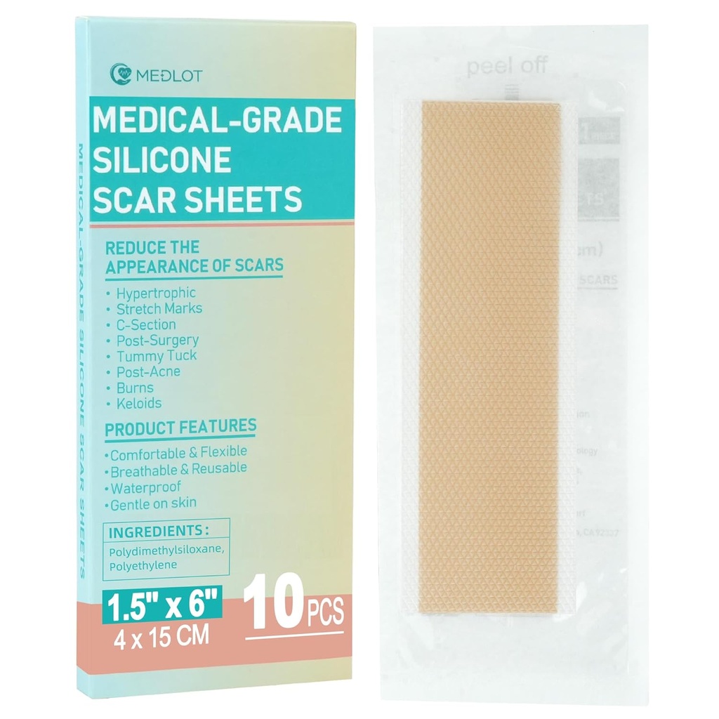 Silikon ar ark, 10 stk, silikon tape for ar behandling, reusable ar striper for kirurgisk, C-del, Keloid bump, strekkmerker, brenne, Acne ar fjerning, hver 1,5\" x 6\"
