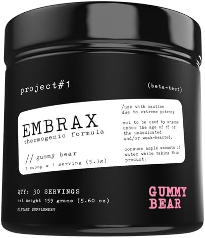 Prosjekt #1 Embrax: Thermogenic preworkout fettforbrenner menn og kvinner - beste Belly fettforbrennere for kvinner og menn, L-karnitine Supplement Pre trening pulver for menn og kvinner | [30 serveringer] - Gummy Bear