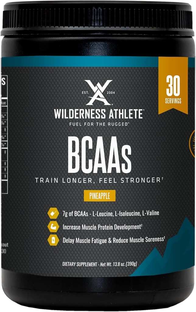 Wilderness Athlete - BCAA - grened kjede aminosyrer pulver - essensielle aminosyrer Supplement for menn og kvinner - BCAA Supplement med Optimal Aminosyre kompleks (Pineapple)