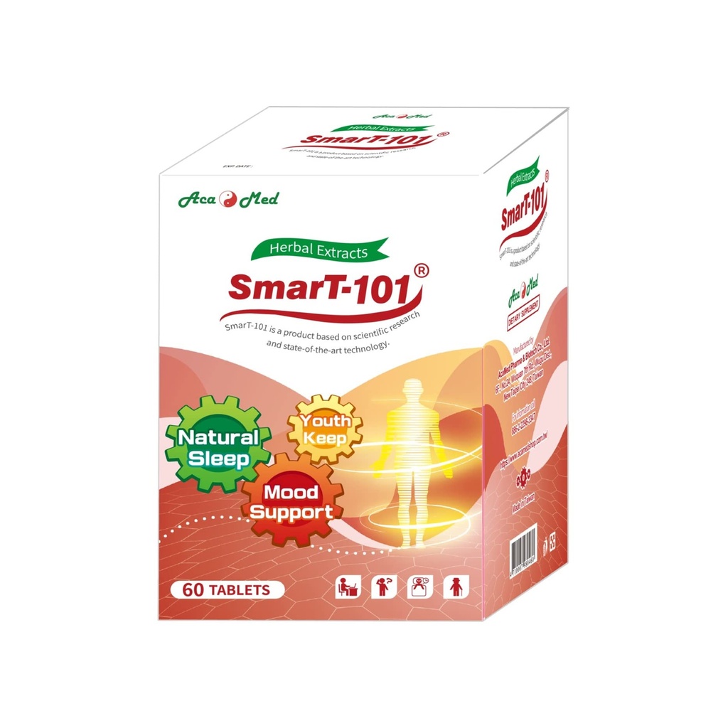 SmarT-101, høyt anbefalt for hjernen tåke, forbedre minnet, forbedre søvnkvalitet, herbal kosttilskudd, Vegan, 60 tabletter.