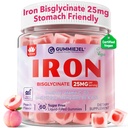 Iron Gummies for kvinner 25 mg Plus vitamin C, beet rot, vitamin B12, Folat for jernmangel, anemi, energiforsterkning, sukkerfri jern Supplement, ikke-forstøvende, Nei etter smak, 60 Cts