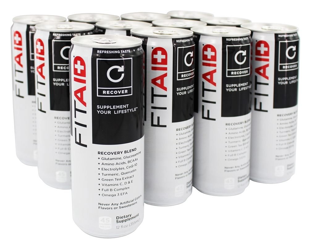 FITAID Recovery Blanding 100% Clean & Paleo Vennlig ® Ingen kunstige farger, Flavors eller søtstoffer ® BCAAs, L-Glutamin, L-Arginin, Omega 3s, 12 Ounce Can (pakke med 12)
