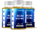 Vitamatic BCAA Gummies - Branch Chain Amino Acid Kosttilskudd - Peach Flavor - 600 mg per servering - 60 Vegan Pectin Basert Gummies (3 flasker)