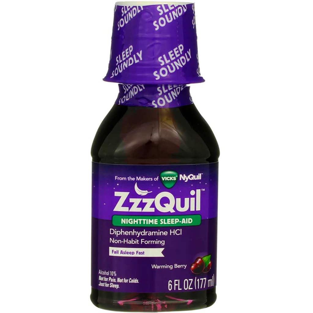 ZzzQuil, Natt søvnhjelp flytende, 50 mg diphenhydramin HCl, No.1 søvnhjelp merkevare, falle sove raskt, ikke-habit forming, varme Berry Flavor, 6 FL OZ