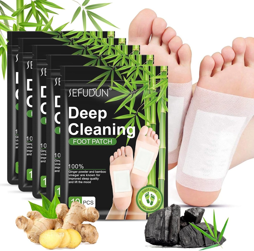Tudiqe 50PCS Fot Pads, ren naturlig Bamboo Vinegar Ginger Powder Fot Pad for fotpleie, Ginger Fot Pads for bedre søvn, dyp rensing fotpatcher
