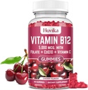 Vitamin B12 kompleks 5000 mikrog Metyl B12, Adenosyl B12 & Hydroxy B12, med koenzym Q10, Folat, vitamin C, Chewable B 12 for energi støtte, metabolisme, bein helse - Cherry Flavor