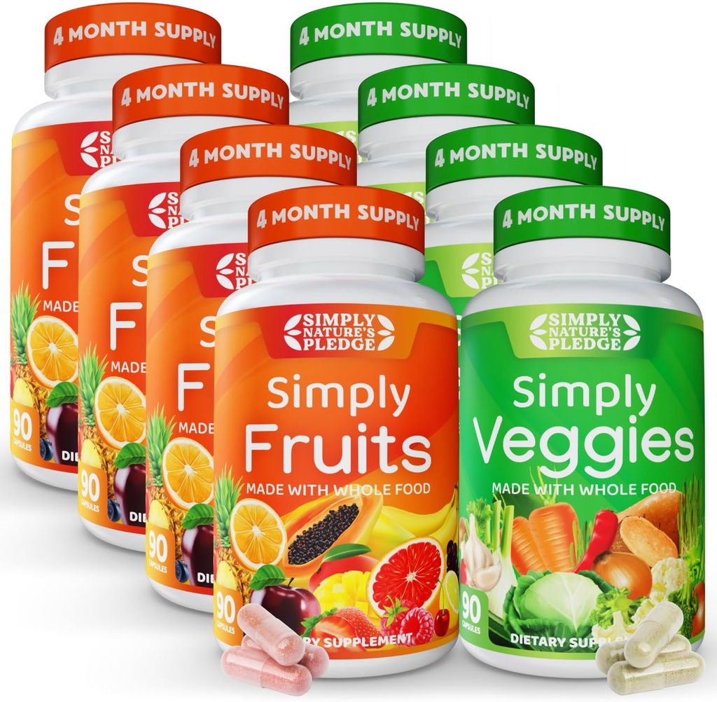 Bare Naturens Pledge - pakket med over 40 forskjellige frukter og grønnsaker - 4 måneders Supply-laget med hele maten supermat - med Aloe Vera - 100% soya gratis - 720 kapsler