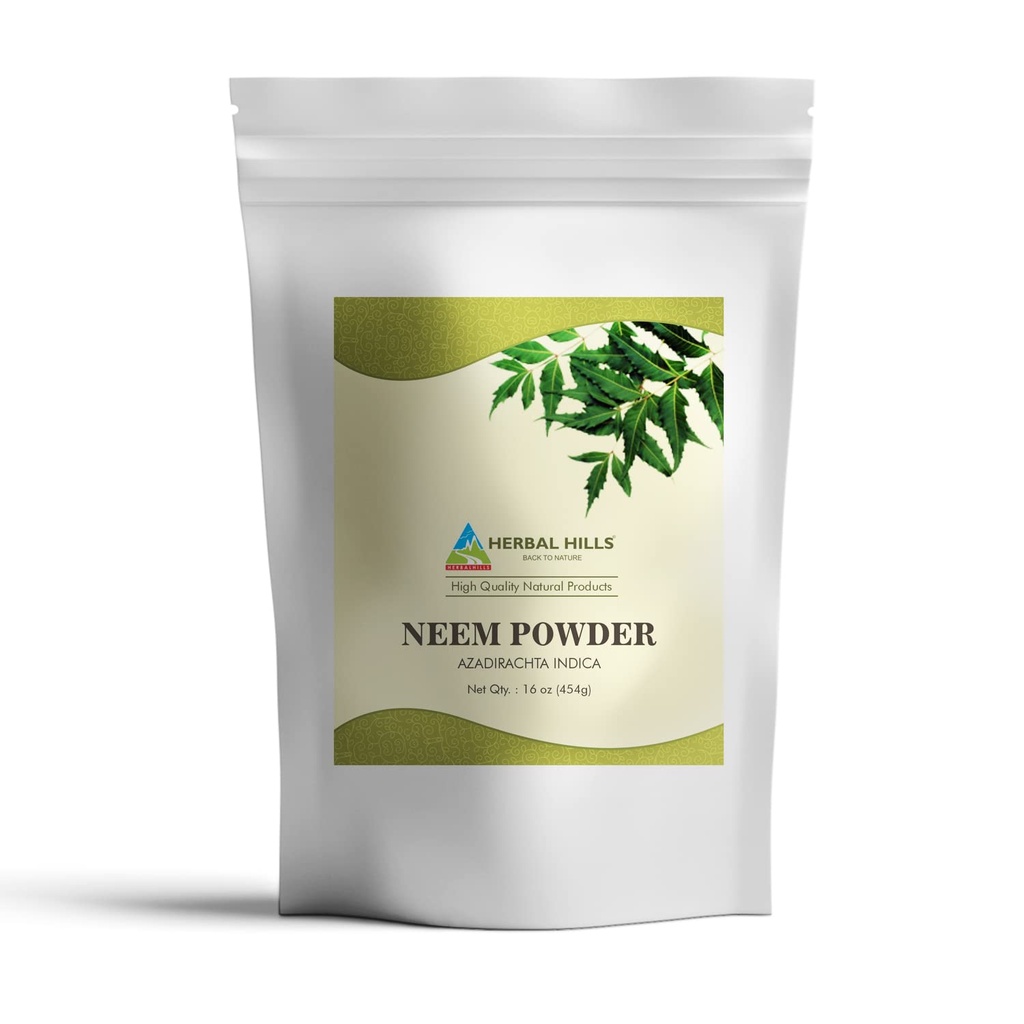 HERBAL HILLS Neem pulver Azadirachta Indica ren Neem Leaf / blader pulver 16 Oz