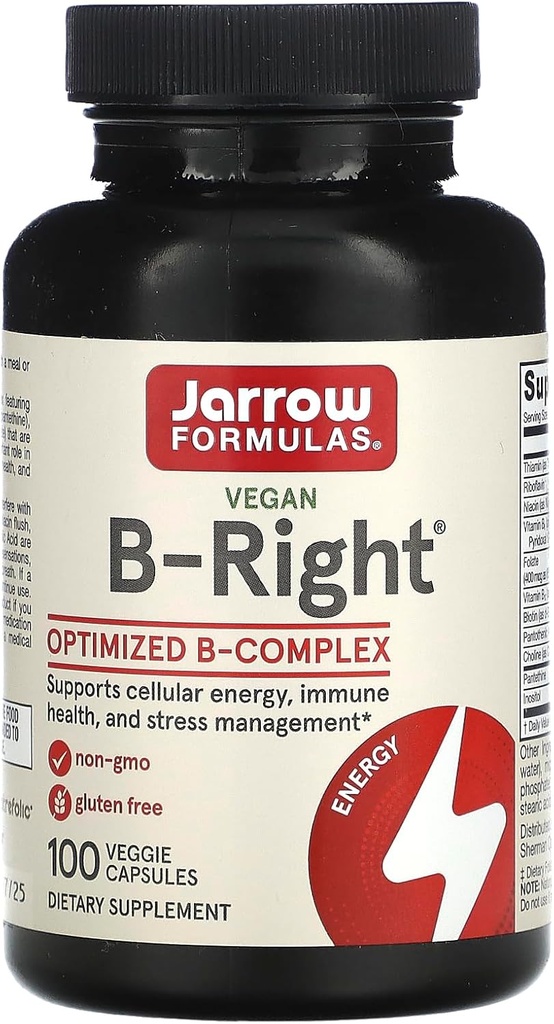 Jarrow Formler B-høyre - Lav-Odor vitamin B-kompleks formel - Energi og metabolisme støtte - fremmer hjerne, hjerte og kardiovaskulær helse - 100 serveringer (pakke med 1)