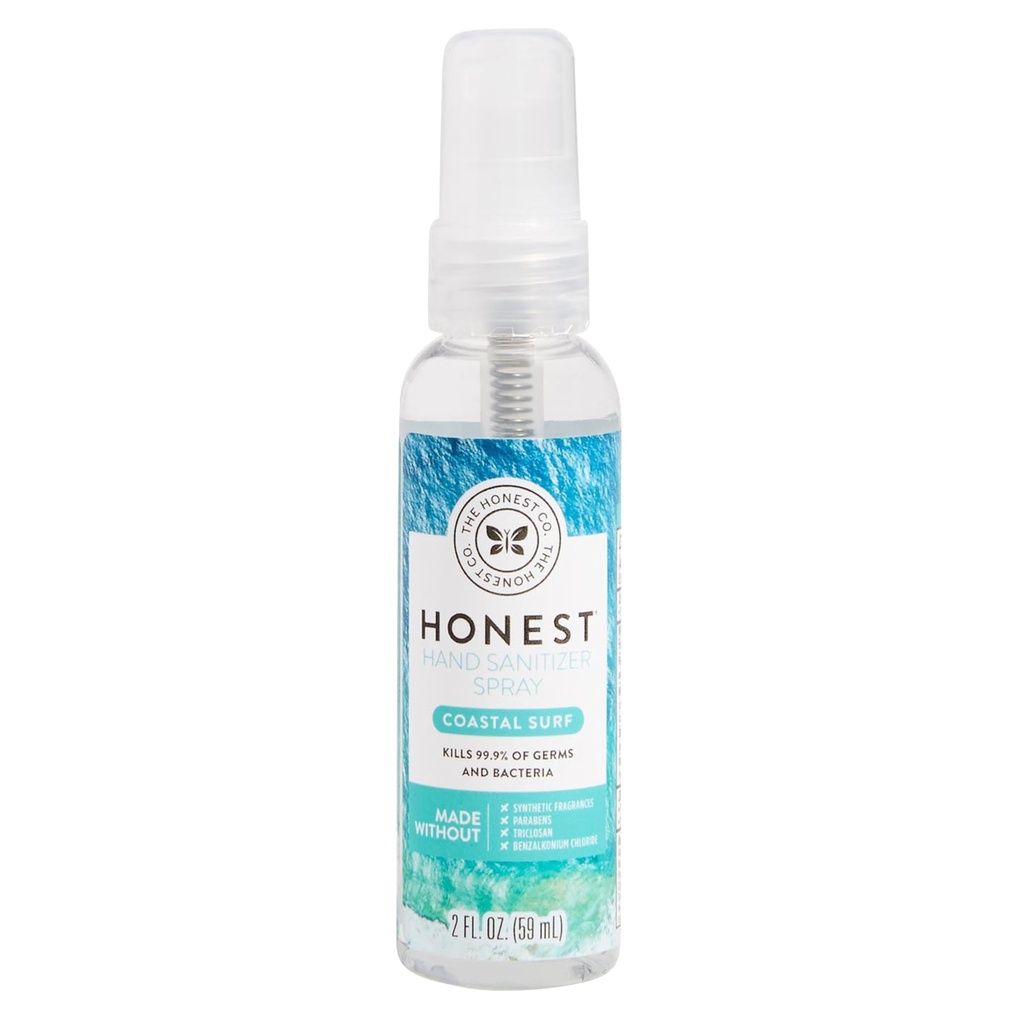 Den ærlige selskap Plant-baserte hånd sanitizer Spray dreper 99,9 % av Germs Hypoallergenic Quick-torking og moisturizing Coastal Surf 2 fl oz